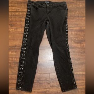Tripp NYC Daang Goodman Women's Side Lace-Up Pants Size 16 Black Emo Goth